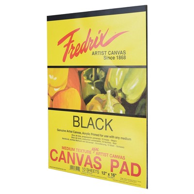 Fredrix 35001 Black Canvas Pad 10 Sheets 9 by 12 Inches