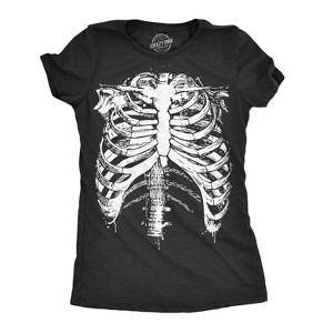 Womens Splattered Rib Cage Tshirt Cool Skeleton Halloween Disguise Tee For Ladies - Crazy Dog Women's T Shirt - 1 of 4