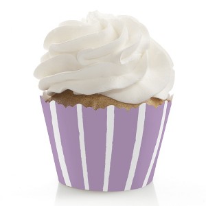 Big Dot of Happiness Purple Stripes - Simple Party Decorations - Party Cupcake Wrappers - Set of 12 - 1 of 4