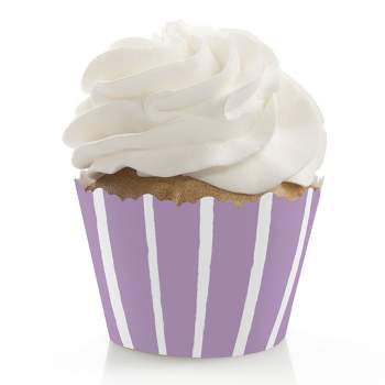 Big Dot of Happiness Purple Stripes - Simple Party Decorations - Party Cupcake Wrappers - Set of 12