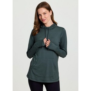RBX Active Women's Legging Friendly Buttery Soft Stretch Jersey Adjustable Hood Long Sleeve Top with Thumbholes, Pocket - 1 of 4