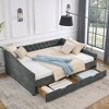 Queen Size Daybed with Drawers Upholstered Tufted Sofa Bed(84.5"x63.5"x26.5")"Grey+ Polyester" - 3 of 4