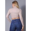 Slickblue Women's Taupe Long Sleeve Top, Purl Edge Detail, Layered Blouse for Day to Night, S - 4 of 4