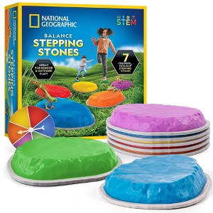 NATIONAL GEOGRAPHIC Stepping Stones for Kids – 7 Durable, Non-Slip Stones Encourage Toddler Balance & Motor Skills, Indoor & Outdoor, Balance Stones - 1 of 4