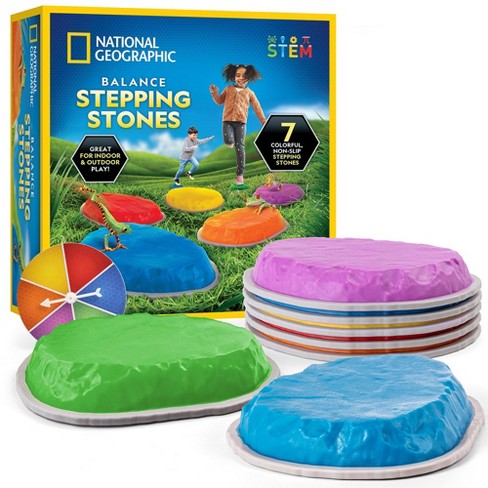 NATIONAL GEOGRAPHIC Stepping Stones for Kids – 7 Durable, Non-Slip Stones Encourage Toddler Balance & Motor Skills, Indoor & Outdoor, Balance Stones - image 1 of 4