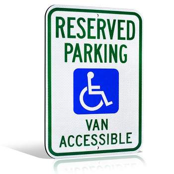 Signs Authority Reserved Parking Sign 18"x12" - Aluminum Handicap Sign Van Accessible Do Not Block Driveway | Ultra Reflective Metal