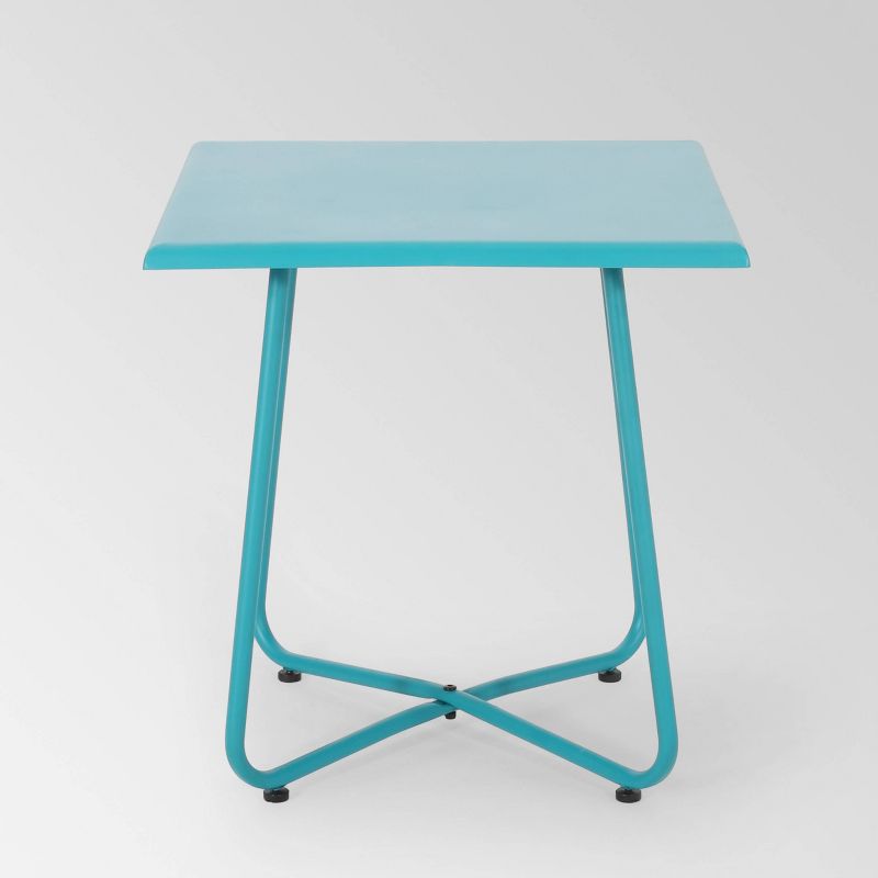 Alder Steel Modern Patio Side Table Teal - Christopher Knight Home, 4 of 7