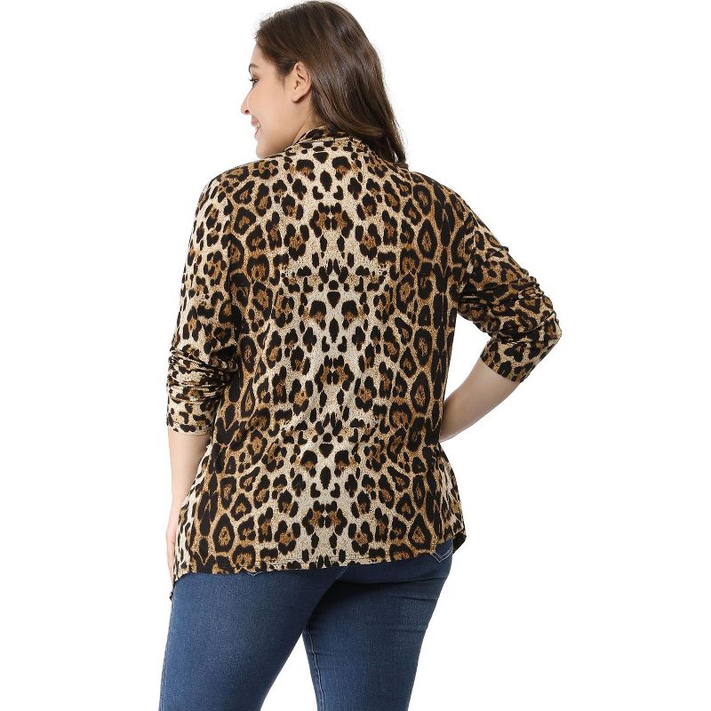 Agnes Orinda Women's Plus Size Leopard Spots Asymmetric Open Front Fashion Cardigans, 6 of 9
