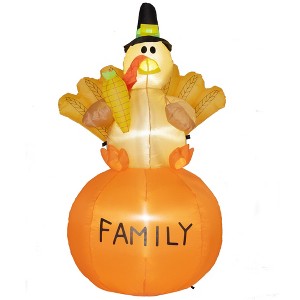 Aghana Digitals 4.9ft LED Lighted Inflatable Thanksgiving Turkey with Wheat Tail, Indoor/Outdoor - 1 of 4