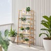 VEVOR 4-Tier Bamboo Ladder Shelf, Trapezoid Open Bookcase, Display Storage Rack Organizer, Freestanding Flower Plant Stand, Ladder Bookshelf, Natural - 2 of 4