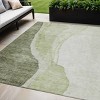 Olive Green And Beige Abstract Washable Indoor Outdoor Area Rug - 2 of 4