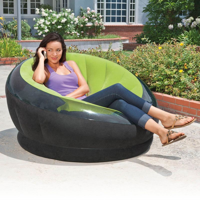 Intex Empire Inflatable Lounge Chair, Green & Intex 12V Corded Electric Air Pump, 6 of 8