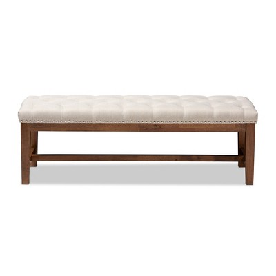 Ainsley 52" Light Beige Fabric Walnut Rubberwood Bench