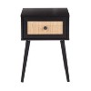 NicBex Mid-Century Side Table for Bedroom Modern Wooden Nightstand with Rattan Drawer - 3 of 4