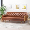 Adelaide Mid-Century Modern Tufted Sofa with Rolled Accent Pillows, Gold-Tipped Rubberwood Legs & Diamond Stitching - 2 of 4