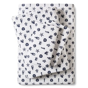 Full Printed Pattern Cotton Percale Sheet Set Coastal - Poppy & Fritz