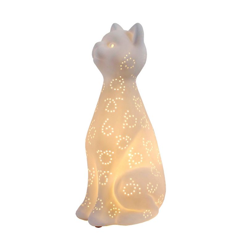 Porcelain Kitty Cat Shaped Animal Light Table Lamp White - Simple Designs, 5 of 6