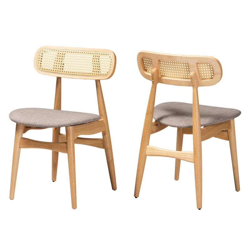 Baxton Studio 2pc Tarana Fabric and Wood Dining Chairs Gray/Natural Oak/Light Brown, 2 of 9