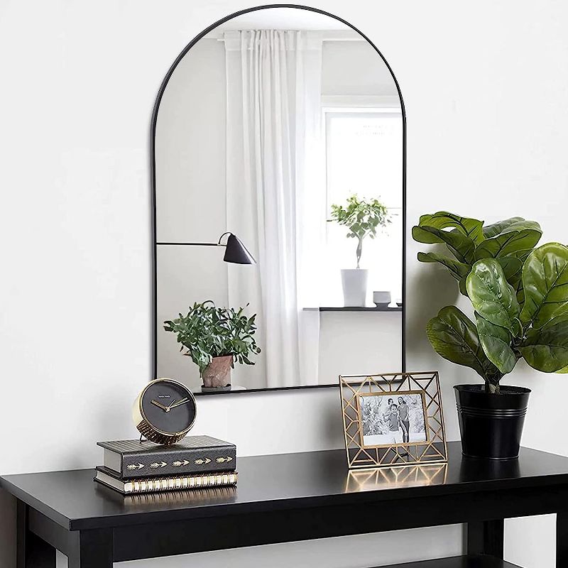 Serio 30"x 20" Arch Top Aluminum Alloy Framed Rectangular Bathroom Mirrors - The Pop Home, 3 of 10