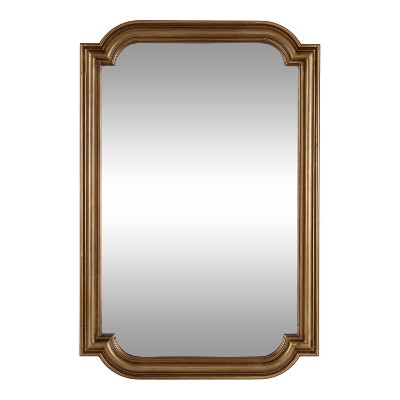 Gold Scalloped Rectangular Wood Bathroom Vanity Mirror