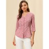 INSPIRE CHIC Women's Polka Dots 3/4 Sleeve Casual Button Front Shirt - 2 of 4