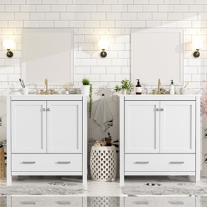 Osparple 60" Bathroom Vanity with Double Sink Painted Finish Bathroom Sink Double Vanities with Multi-functional Combo Cabinet - 1 of 4