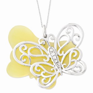 Black Bow Jewelry Believe You Can Sterling Silver Butterfly Necklace with Cubic Zirconia - 1 of 4