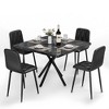 Oversart Square Dining Table Set, Mid Century Modern Square Dining Table for 4 Person, Faux Marble Tabletop, Iron Legs - 2 of 4