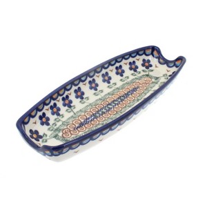 Blue Rose Polish Pottery 159-Vena Corn on the Cob Dish - 1 of 1