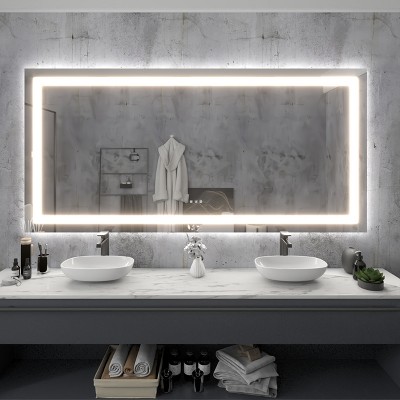 LED Front Light and Backlit Mirror for Bathroom,Anti-Fog, 3 mode Illumination,Vertical & Horizontal Mount