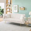 QingMoon 74.01" Corduroy Upholstered Sofa Convertible Sleeper Sofa With Adjustable Backrest,Cup Holder For Use In Living Rooms Study Rooms - 2 of 4