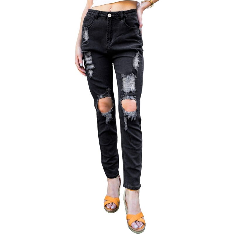 Anna-Kaci Women's Stretch Skinny Distressed Jeans, 1 of 6