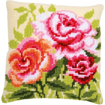 Vervaco Counted Cross Stitch Cushion Kit 16"X16"-Roses