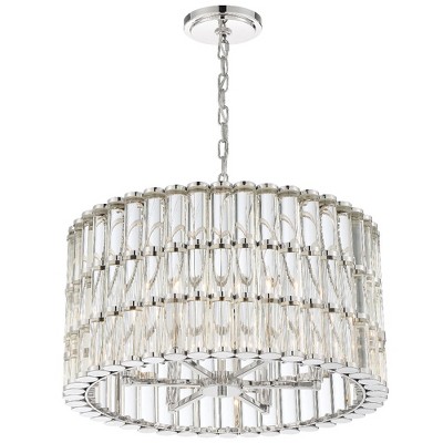 Elliot Polished Nickel 6-Light Chandelier with Clear Glass Beads
