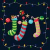 Men's Design By Humans Christmas Stocking with Christmas Lights By realdealclipart T-Shirt - 2 of 4