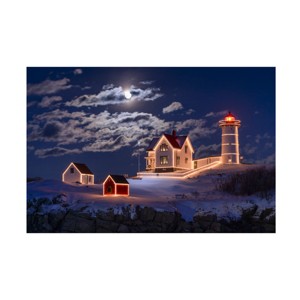 Trademark Fine Art-Michael Blanchette Photography 'Moon over Nubble' Canvas Art - 1 of 4