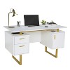 Vynxaria Modern Office Desk with Drawers & Storage, 51.25in Wide Workstation for Small Spaces - 2 of 4