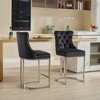 DOMETOUR 25" Counter Height Bar Stools Set of 2 Modern Velvet Upholstered Barstools with Button Back & Rivet Trim - 2 of 4