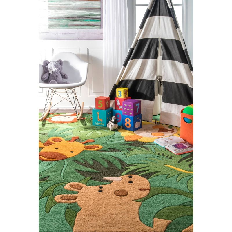Hand Tufted King of the Jungle Rug Green - nuLOOM, 4 of 5