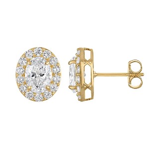 Naturalux 14K Yellow Gold 2.75 cttw Lab Grown Diamond Halo Stud Earrings - 1 of 4