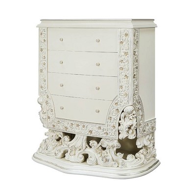 Adara 52" Antique White Floral-Embellished Storage Chest