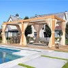 EROMMY 10x20ft Louvered Pergola with Adjustable Rainproof Roof, Wood Grain Outdoor Aluminum Pergola for Patio, Lawn & Garden - 2 of 4