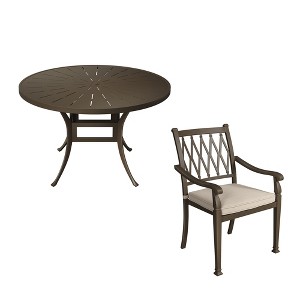 CLIHOME 5-Piece Round Cast Aluminum Outdoor Dining Set with 4 Dining Chair - 1 of 4