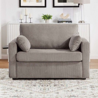 47.2" Twin Size Corduroy Sleeper Sofa with Foldable Mattress, Multi-Function Pull Out Sofa Bed for Guest Room or Small Apartment–The Pop Home