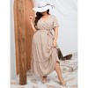 BLUEMING Plus Size Womens Dresses Floral Surplice A-Line Maxi Dress Waist Belted Floral Maxi Dress Wasit Tie Bell Sleeve Dress - 3 of 4