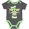 Seven Times Six Star Wars Infant Baby Snack Time Grogu Baby Yoda Onesie 3 Pack Grey - 3 of 4