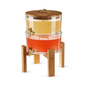 Twine Outdoor Double Drink Dispenser, Beverage Spigot Dispenser, Cocktail Dispenser for Parties with Collapsible Wood Drink Stand, Set of 1 - 1 of 4