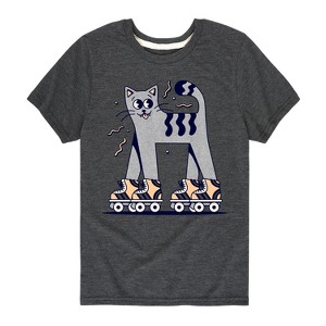 Boys' - Instant Message - Retro Cat Roll Skating Short Sleeve Graphic T-Shirt - 1 of 4