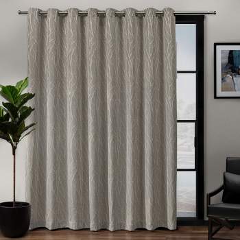 108"x84" Forest Hill Patio Woven Blackout Grommet Top Single Curtain Panel Gray/Cream - Exclusive Home