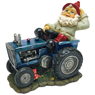 Design Toscano Plowing Pete On His Tractor Garden Gnome Statue - Multicolored